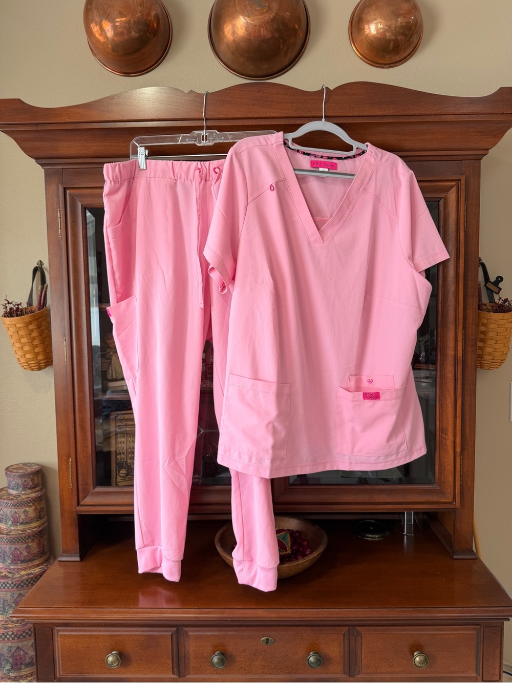 Koi Betsey Johnson Pink Women's Scrub Set
